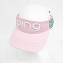 【中古】未使用品 ピン PING ゴルフ 帽子 バイザー サンバイザー ロゴ 刺しゅう 綿 コットン ピンク 白 ONE SIZE レディース 【ベクトル 古着...