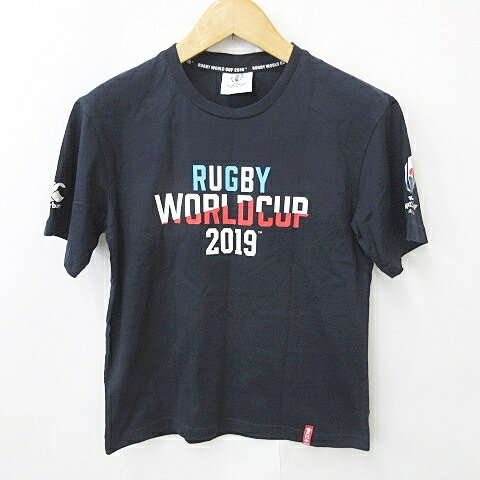 【中古】ラグビーワールドカップ Rugby World Cup Tシャツ 半袖 丸首 ロゴ 文字 プリント 綿 紺 ネイビー M メンズ 【ベクトル 古着】 240612