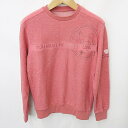 【中古】アダバット adabat トレーナー ゴルフ 長袖 丸首 ロゴ 文字 刺繍 裏起毛 ピンク 46 メンズ 【ベクトル 古着】 240704