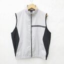 【中古】ミズノ MIZUNO ティーゾイド T-ZOID ゴルフ ベスト スタンドカラー 切替 メッシュ 裾ゴム 無地 黒 ブラック グレー L メンズ 【ベクトル 古着】 240703