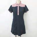 【中古】アシュワース ASHWORTH ワンピース ゴルフ 半袖 刺繍 チェック柄 プリーツ 紺 赤 白 ネイビー レッド ホワイト M レディース 【ベクトル...