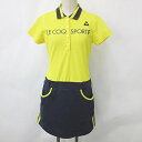 【中古】ルコックスポルティフ le coq sportif ゴルフ ワンピース シャツワンピ ポロワンピ ロゴ ライン 半袖 無地 黄 紺 グレー イエロー ネ...