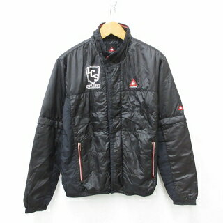 【中古】ルコックスポルティフ le coq sportif ゴルフ GOLF ジャケット 中綿 2WAY 長袖 半袖 スタンドカラー ジップアップ ロゴ ブラック 黒 LL メンズ 【ベクトル 古着】 241012