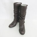 【中古】ビス ViS ロングブーツ ジョッキーブーツ ヒール ベルト レザー 茶 ブラウン 23 1/2 レディース 【ベクトル 古着】 241031