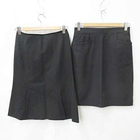 【中古】クレイサス CLATHAS スカート 2枚セット フレア タイト ひざ丈 スリット 黒 ブラック 38 レディース 【ベクトル 古着】 241214