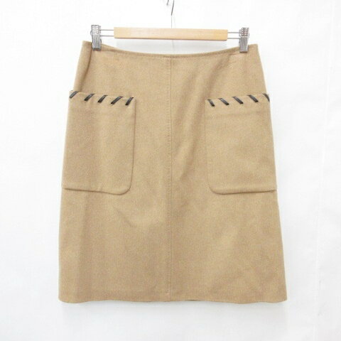 【中古】ストラネス STRENESSE スカート ひざ丈 台形スカート ウール キャメル 茶 44 レディース 【ベクトル 古着】 250122