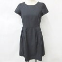 【中古】ナチュラルビューティーベーシック NATURAL BEAUTY BASIC ワンピース チュニック 半袖 丸首 ひざ丈 タック 綿 紺 ネイビー S レディース 【ベクトル 古着】 250320(4)