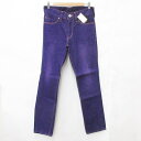 【中古】未使用品 ランヘリ RANHERRI 尾州デニム BISHU DENIM パンツ カラーデニム ジーンズ ストレート ロング ビンテージ加工 綿 紫 パープル 32 メンズ 【ベクトル 古着】 250410(4)