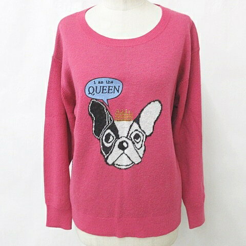 【中古】ロージー ROSIEE ニット セーター 長袖 丸首 刺繍 ピンク F レディース 【ベクトル 古着】 250..