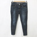 【中古】American Eagle アメリカンイーグル デニム パンツ ジーンズ ストレッチ ブルー インディゴ ネイビー US2 UK2 150/160 キッズ 【ベクトル 古着】 250511