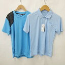 【中古】未使用品 ミズノ MIZUNO スポーツウエア ポロシャツ Tシャツ 2枚セット 半袖 ボーダー 丸首 吸汗速乾 UV 青 ブルー M メンズ 【ベクト...