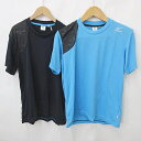 【中古】未使用品 ミズノ MIZUNO スポーツウエア Tシャツ 2枚セット 半袖 丸首 吸汗速乾 UV 青 黒 ブルー ブラック M メンズ 【ベクトル 古着...