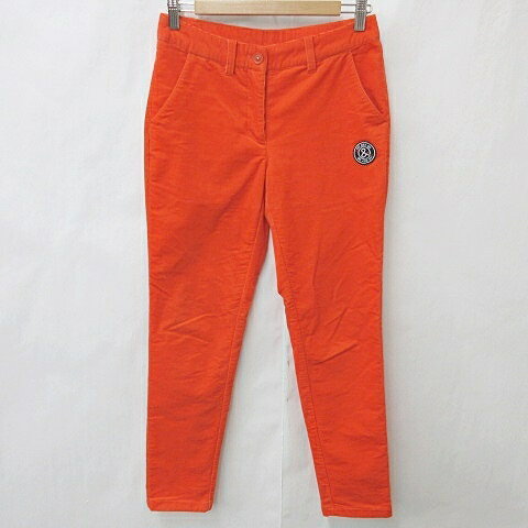 【中古】アンパスィ and per se ゴルフ スポーツウェア パンツ ロング ストレッチ ロゴ 刺繍 コーデュロイ オレンジ M レディース 【ベクトル 古着】 250509