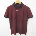 【中古】ヒューゴボス HUGO BOSS ポロシャツ 半袖 ジャガード リブ 綿 赤 黒 レッド ブラック XL メンズ 【ベクトル 古着】 250526