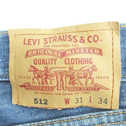 【中古】リーバイス Levi's 512 デニム ジーンズ パンツ ロング丈 ワイド ロゴ 綿 インディゴ ブルー 31 メンズ 【ベクトル 古着】 250526