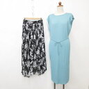 【中古】アズールバイマウジー AZUL by moussy ユニクロ UNIQLO スカート ワンピース 2枚セット プリーツ ロング 花柄 クルーネック フレ...