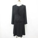 【中古】ミチコロンドン MICHIKO LONDON KOSHINO セットアップ ブラックフォーマル 3P ノーカラージャケット ブラウス スカート 長袖 半袖 Vネック ひざ丈 フレア レース 黒 ブラック 7 【ベクトル 古着】 250626