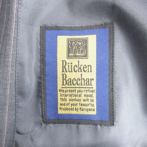 【中古】リッケンバッカー Riicken Bacchar スーツ シングルスーツ セットアップ テーラージャケット 背抜き サイドベンツ スラックス ストライプ グレー メンズ 【ベクトル 古着】 250618