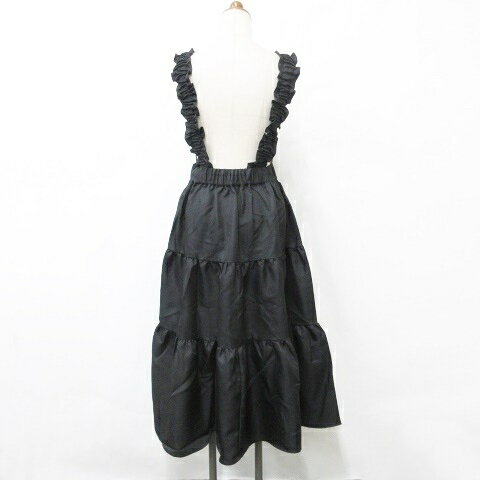 【中古】未使用品 アプレジュール apres jour スカート ジャンバースカート ロング 2WAY フリル ティアード フレアー 黒 ブラック F レディース 【ベクトル 古着】 250629