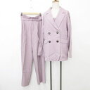 【中古】未使用品 ワンアフター アナザー ナイスクラップ one after another NICE CLAUP セットアップ 3点セット テーラージャケット ダブル ビスチェ フリル シャーリング ワイドパンツ ベルト ピンク F レディース 【ベクトル 古着】 250622