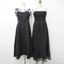 【中古】未使用品 ジュノア JUNOAH アプレジュール apres jour キャミワンピース 2枚セット ロング ドッキングワンピ ギャザー オーガンジー チャーム ツィード 黒 ブラック M F レディース 【ベクトル 古着】 250704