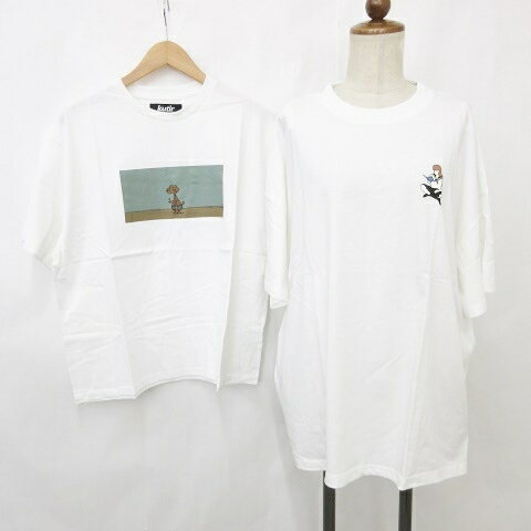 【中古】未使用品 クティール Kutir Tシャツ 2枚セット 半袖 丸首 プリント 人アート柄 犬柄 オフホワイト 白 F レディース 【ベクトル 古着】 250721 【中古】未使用品 クティール Kutir Tシャツ 2枚セット 半袖 丸首 プリント 人アート柄 犬柄 オフホワイト 白 F レディース 【ベクトル 古着】 250721