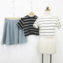 【中古】未使用品 ジーユー GU アプレジュール apres jour スカート カットソー 3枚セット ミニ丈 フレア タック 半袖 丸首 ショート丈 ボーダ...