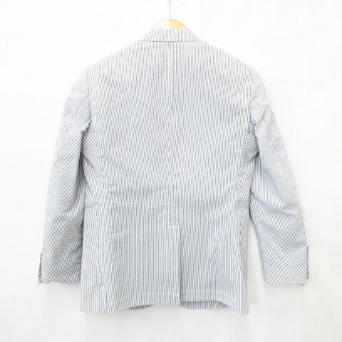 【中古】タカQ タカキュー TAKA-Q メールアンドコー MALE Co. ジャケット テーラーカラー シングル 3B ストライプ ベンツ 背抜き グレー 白 ホワイト S メンズ 【ベクトル 古着】 250729