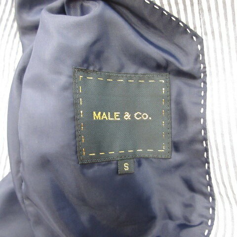 【中古】タカQ タカキュー TAKA-Q メールアンドコー MALE Co. ジャケット テーラーカラー シングル 3B ストライプ ベンツ 背抜き グレー 白 ホワイト S メンズ 【ベクトル 古着】 250729