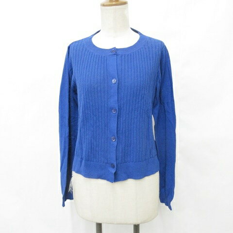 【中古】タバサ TABASA ニット カーディガン 長袖 クルーネック 青 ブルー 綿 麻 青 ブルー レディース 【ベクトル 古着】 250902