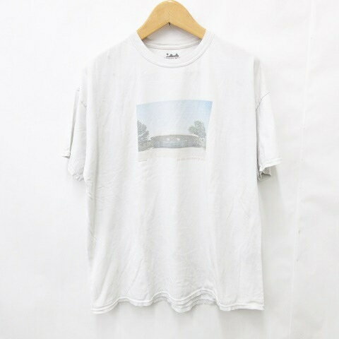 【中古】サンデーズベスト SUNDAYS BEST 古着 Tシャツ 半袖 丸首 プリント コットン グレー XXL メンズ 【ベクトル 古着】 250903