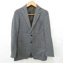 【中古】オリヒカ ORIHICA ジャケット テーラードジャケット シングル 2B チェック 総裏 ベンツ ピンバッチ ポケットチーフ テープ グレー M メン...