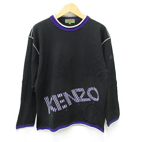 【中古】ケンゾー KENZO ゴルフ スポーツウェア セーター ニット ウール ブラック パープル 黒 紫 4 メ..