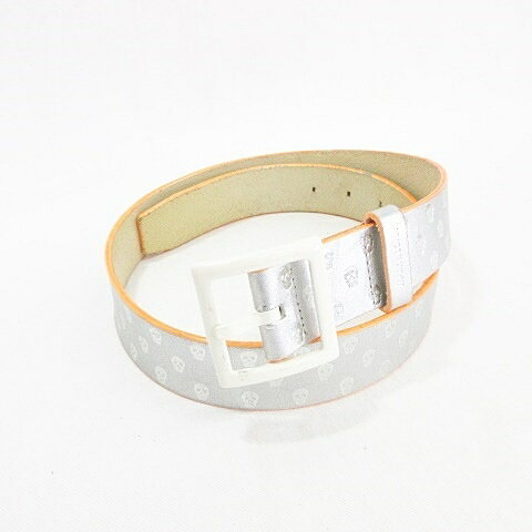 【中古】マークアンドロナ MARK LONA ゴルフ ベルト ピンバックル スカル レザー シルバー オレンジ レ..