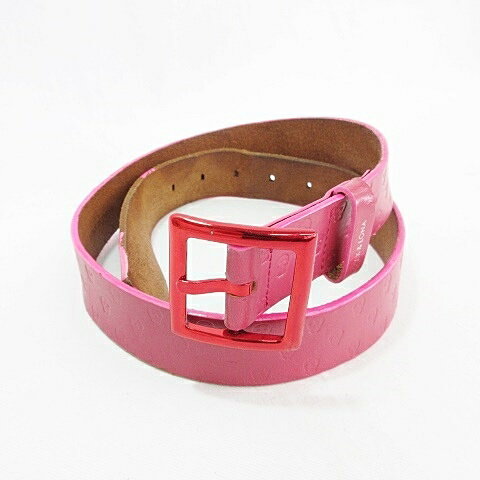 【中古】マークアンドロナ MARK LONA ゴルフ ベルト ピンバックル スカル レザー ピンク レディース 【..