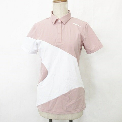 【中古】未使用品 テーラーメイド TaylorMade スポーツウエア ゴルフ シャツ 2022年モデル ポロシャツ 半袖 吸汗速乾 ピンク 白 ホワイト L レディース 【ベクトル 古着】 251116表記サイズL実寸サイズ肩幅：37cm...