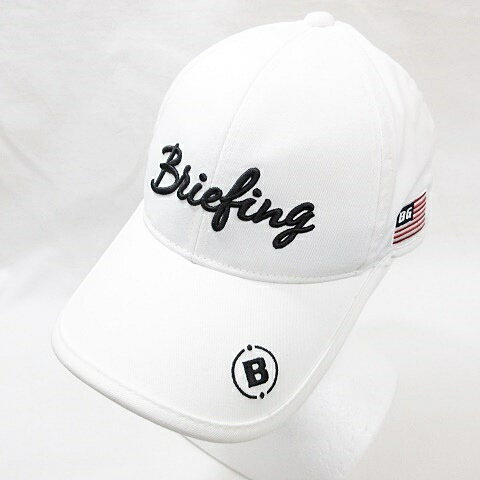 【中古】ブリーフィング BRIEFING ゴルフ 帽子 キャップ ロゴ 2022年モデル ホワイト ブラック 白 黒 F..