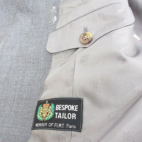 【中古】BESPOKE TAILOR オーダースーツ スリーピース テーラージャケット シングル 3B ベスト スラックス ボタンフライ 総裏 グレー メンズ 【ベクトル 古着】 260320