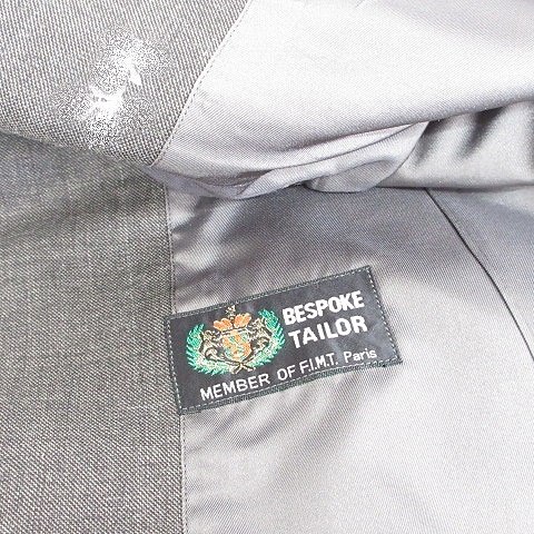 【中古】BESPOKE TAILOR オーダースーツ スリーピース テーラージャケット ダブル ピークドラペル ベスト スラックス ボタンフライ 総裏 グレー メンズ 【ベクトル 古着】 260320