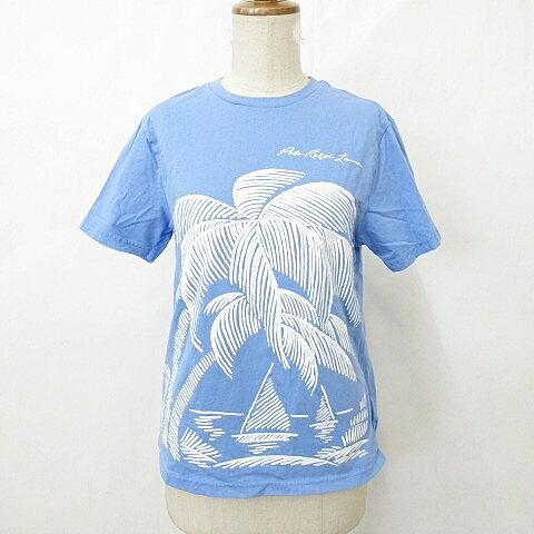 【中古】ポロ ラルフローレン POLO RALPH LAUREN Tシャツ 半袖 丸首 プリント 綿 青 ブルー 160 キッズ 【ベクトル 古着】 260421