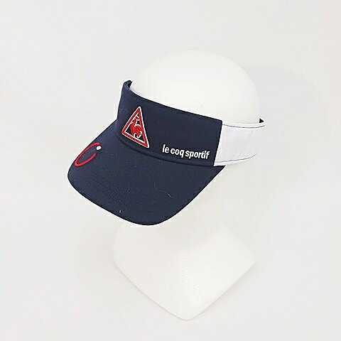 【中古】ルコックスポルティフ le coq sportif ゴルフ 帽子 サンバイザー バイザー ロゴ 刺繍 綿 ネイビー 紺 FR メンズ 【ベクトル 古着】 260708