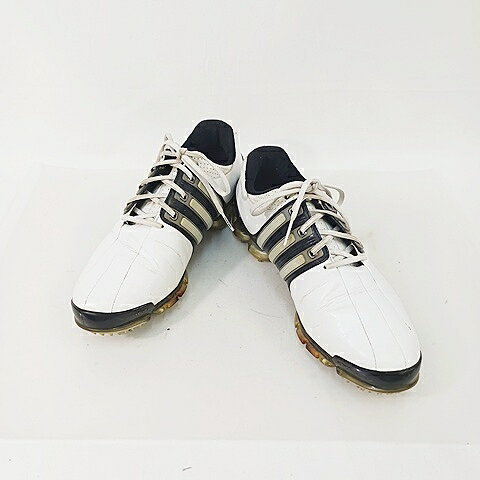 【中古】アディダス adidas 靴 ゴルフシューズ スパイク TOUR360 675879 シューレース ホワイト ブラック 白 黒 26 メンズ 【ベクトル 古着】 260811