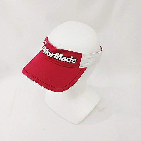 【中古】テーラーメイド TaylorMade ゴルフ 帽子 サンバイザー 刺繍 ロゴ レッド ホワイト 赤 白 FR メンズ 【ベクトル 古着】 260813