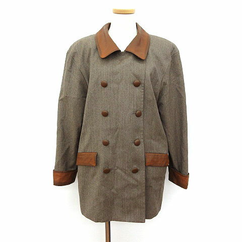 【中古】キャラオクルス CARA O CRUZ ジャケット コート ダブル 異素材 ウール カシミヤ 9 茶 ブラウン ako0301 レディース 【ベクトル 古着】 190302 ブランド古着ベクトルプレミアム店