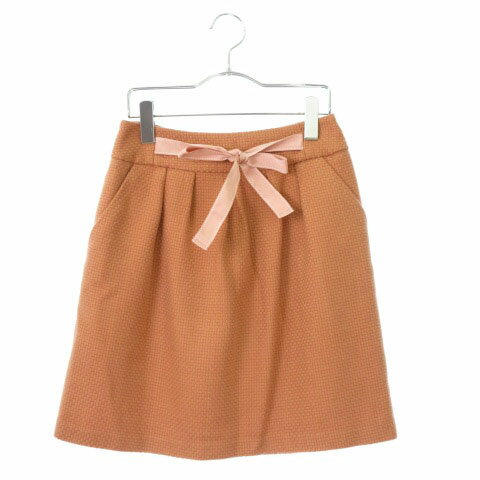 【中古】 ロペピクニック ROPE Picnic スカート 台形 ひざ丈 リボン 36 オレンジ ☆S☆ /hk0605 レディース 【ベクトル 古着】 190605