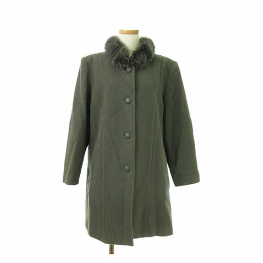 【中古】 SELENNA コート フォックスファーウール 11AR 緑 グリーン ☆S☆ /☆a0607 レディース 【ベクトル 古着】 190610