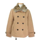 【中古】 アースミュージック&エコロジー EARTH MUSIC & ECOLOGY sweena label Pコート ラビットファー ウール S ベージュ ☆S☆ /hk0612 レディース 【ベクトル 古着】 190612