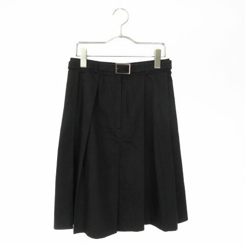 【中古】 ACTIVE F.T.S. COMPANY スカート ひざ丈 フレア プリーツ 63~66 黒 ブラック ☆S☆ /km0618 レディース 【ベクトル 古着】 190618