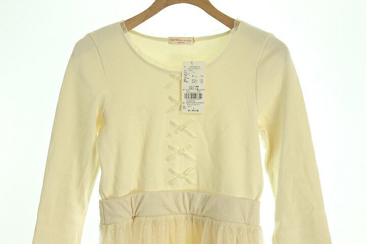 【中古】アースミュージック&エコロジー EARTH MUSIC & ECOLOGY ワンピース ミニ 切替 チュール リボン 長袖 S アイボリー レディース 【ベクトル 古着】 170223 ブランド古着ベクトルプレミアム店