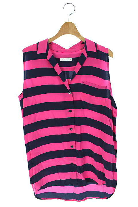 Sleeveless - 【中古】未使用品 エキプモン EQUIPMENT ブラウス シルク ボーダー ノースリーブ XS ピンク ■IM 4 レディース 【ベクトル 古着】 170926 ブランド古着ベクトルプレミアム店